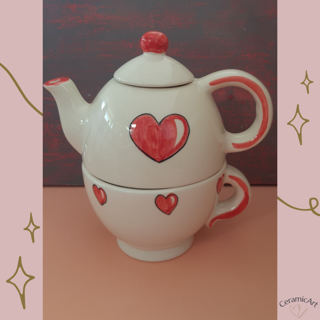 Teiera con tazza "Cuori"